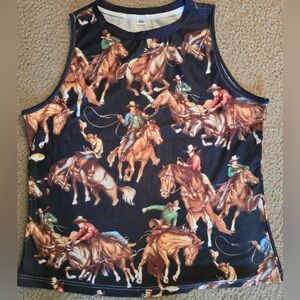 Black Western Print Tank Top XXL but fits like a lg/xlg